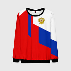 Свитшот мужской Russia: Geometry Tricolor, цвет: 3D-черный