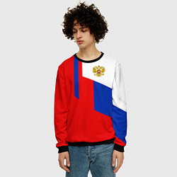 Свитшот мужской Russia: Geometry Tricolor, цвет: 3D-черный — фото 2