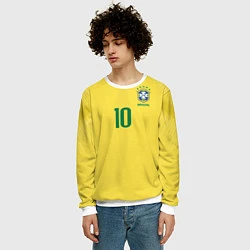 Свитшот мужской Сборная Бразилии: Неймар ЧМ-2018 домашняя, цвет: 3D-белый — фото 2