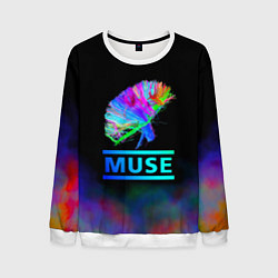 Свитшот мужской Muse: Neon Flower, цвет: 3D-белый