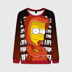 Свитшот мужской Bart: Thug Life, цвет: 3D-красный