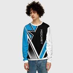 Свитшот мужской Hockey black blue white, цвет: 3D-белый — фото 2