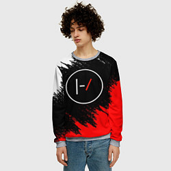 Свитшот мужской 21 Pilots: Black & Red, цвет: 3D-меланж — фото 2