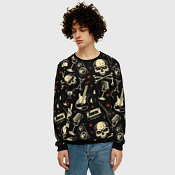 Свитшот мужской Гранж с черепами, цвет: 3D-черный — фото 2