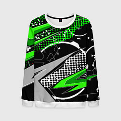 Свитшот мужской Black and green corners, цвет: 3D-белый