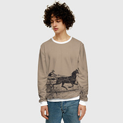 Свитшот мужской Лошадь с колесницей, цвет: 3D-белый — фото 2