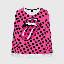 Свитшот мужской Rolling stones pink logo, цвет: 3D-белый