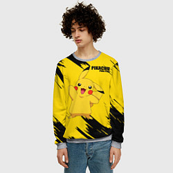 Свитшот мужской PIKACHU: PIKA PIKA, цвет: 3D-меланж — фото 2
