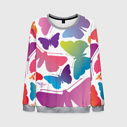 Свитшот мужской Разноцветные бабочки, цвет: 3D-меланж