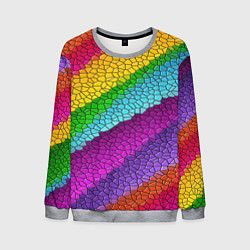 Свитшот мужской Яркая мозаика радуга диагональ, цвет: 3D-меланж