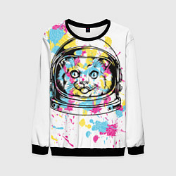 Свитшот мужской Кот в скафандре, цвет: 3D-черный
