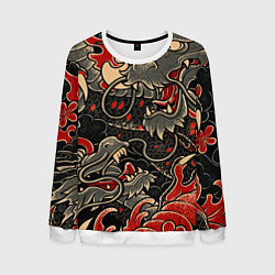 Свитшот мужской Dsquared tatoo DRAGON, цвет: 3D-белый