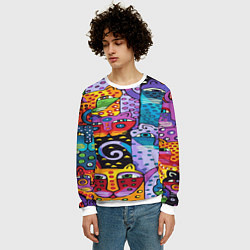 Свитшот мужской КОТЯТА ЖИВОПИСЬ, цвет: 3D-белый — фото 2