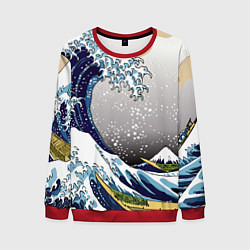 Свитшот мужской The great wave off kanagawa, цвет: 3D-красный