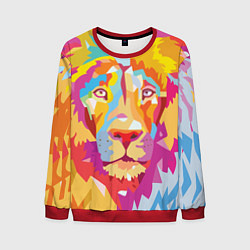 Свитшот мужской Акварельный лев, цвет: 3D-красный