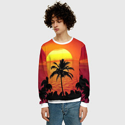 Свитшот мужской Пальмы на фоне моря, цвет: 3D-белый — фото 2