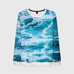 Свитшот мужской Вода волны пена море, цвет: 3D-белый