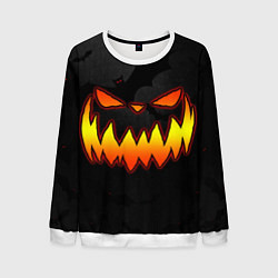 Свитшот мужской Pumpkin smile and bats, цвет: 3D-белый