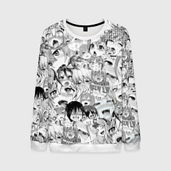Свитшот мужской Ahegao monochrome, цвет: 3D-белый