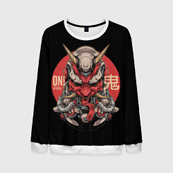 Свитшот мужской Cyber Oni Samurai, цвет: 3D-белый
