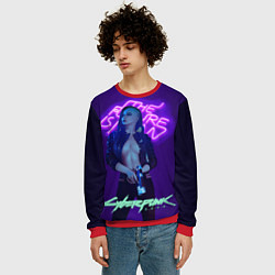 Свитшот мужской Cyberpunk 2077 V, цвет: 3D-красный — фото 2