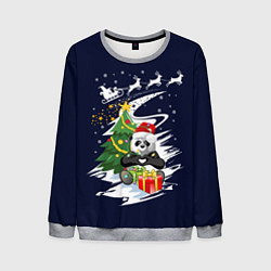 Свитшот мужской Рождественская Панда, цвет: 3D-меланж