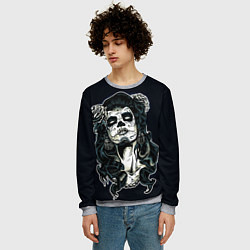 Свитшот мужской Санта Муэрте, цвет: 3D-меланж — фото 2