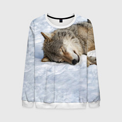 Свитшот мужской Спящий Волк, цвет: 3D-белый