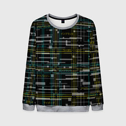 Свитшот мужской Cyberpunk Tartan, цвет: 3D-меланж