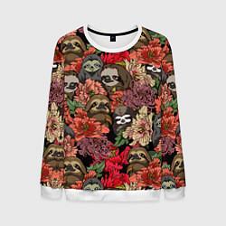 Мужской свитшот Ленивец & Цветочки