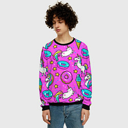 Свитшот мужской Единороги с пончиками, цвет: 3D-черный — фото 2