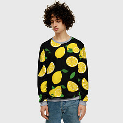 Свитшот мужской Лимоны на чёрном, цвет: 3D-меланж — фото 2