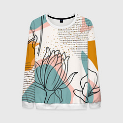 Свитшот мужской Цветы, цвет: 3D-белый