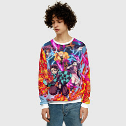 Свитшот мужской КЛИНОК РАССЕКАЮЩИЙ ДЕМОНОВ, цвет: 3D-белый — фото 2