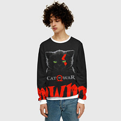 Свитшот мужской Cat of war, цвет: 3D-белый — фото 2