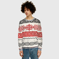 Свитшот мужской Славянский узор красно-черный, цвет: 3D-меланж — фото 2