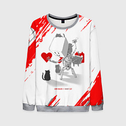 Свитшот мужской Love, Death and Cats Любов, смерть и котики Z, цвет: 3D-меланж
