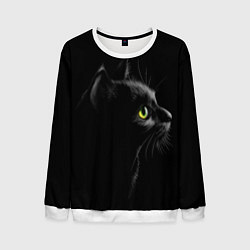 Свитшот мужской Черный кот, цвет: 3D-белый