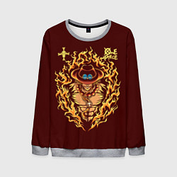 Свитшот мужской One Piece Портгас Д Эйс в огне, цвет: 3D-меланж