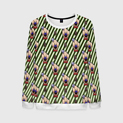 Свитшот мужской ICE SCREAM зеленый паттерн, цвет: 3D-белый