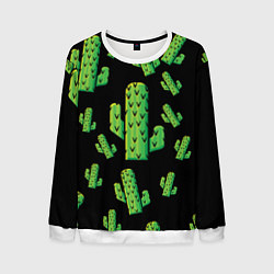 Свитшот мужской Cactus Time - Веселые кактусы, цвет: 3D-белый