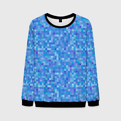 Свитшот мужской Голубая пиксель абстракция, цвет: 3D-черный