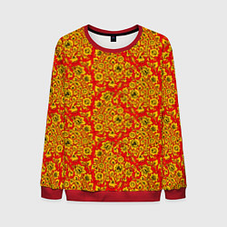 Свитшот мужской Хохломские узоры, цвет: 3D-красный