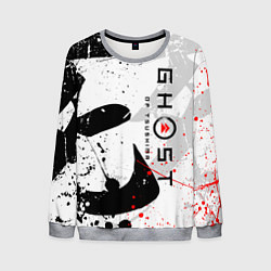 Свитшот мужской GHOST OF TSUSHIMA ПРИЗРАК ЦУСИМЫ БЕЛЫЙ, цвет: 3D-меланж