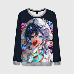 Свитшот мужской Venti gi ест яблоко Genshin impact Геншин Импакт, цвет: 3D-меланж