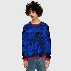 Свитшот мужской SONIC BLUE PATTERN СИНИЙ ЁЖ, цвет: 3D-красный — фото 2
