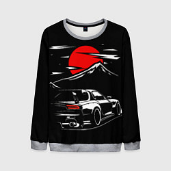 Свитшот мужской MAZDA RX 7 Мазда при свете красной луны, цвет: 3D-меланж