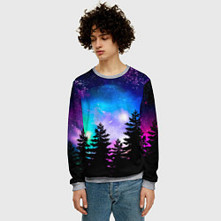 Свитшот мужской Космический лес, елки и звезды, цвет: 3D-меланж — фото 2
