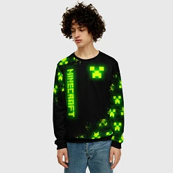 Свитшот мужской MINECRAFT NEON LOGO CREEPER, цвет: 3D-черный — фото 2