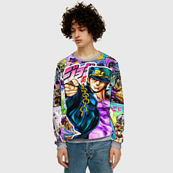 Свитшот мужской Джотаро - JoJos Bizarre Adventure, цвет: 3D-меланж — фото 2